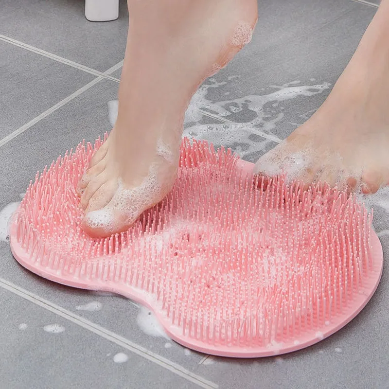 Silikon-Rückenbürste für das Badezimmer, rutschfeste Fußwaschbürste mit Saugnapf, Bademassage-FußPeeling-Bürste, Fußschrubber