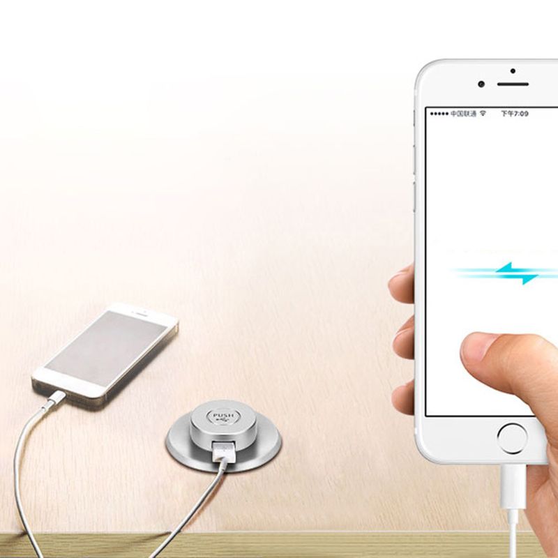 Pop-up In-Desk Slot USB 2.0 3 Ports Hub Splitter Adapter for Laptop PC Computer