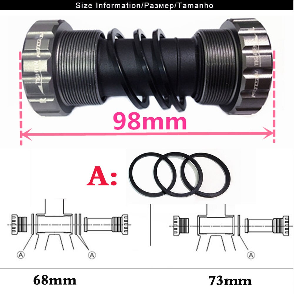 Color Mountain Bike Hollow BB Integrated Screw-in Bottom Axle Chassis Bicycle Parts Center Axle Bicycle Parts