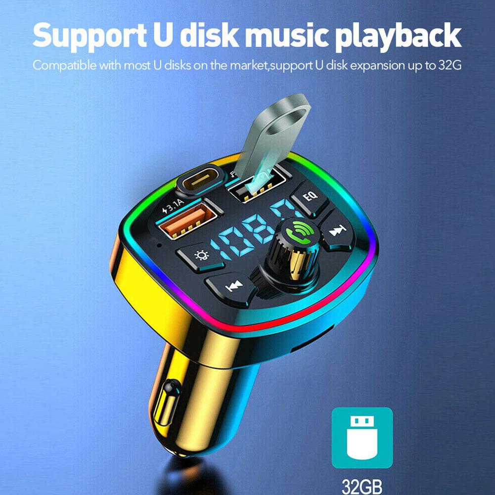 Bluetooth 5.0 Auto Fm Zender Usb Oplader Aux Handsfree Wireless Mp3 Speler Radio Voor Auto 'S Bluetooth Carkit Usb Autolader