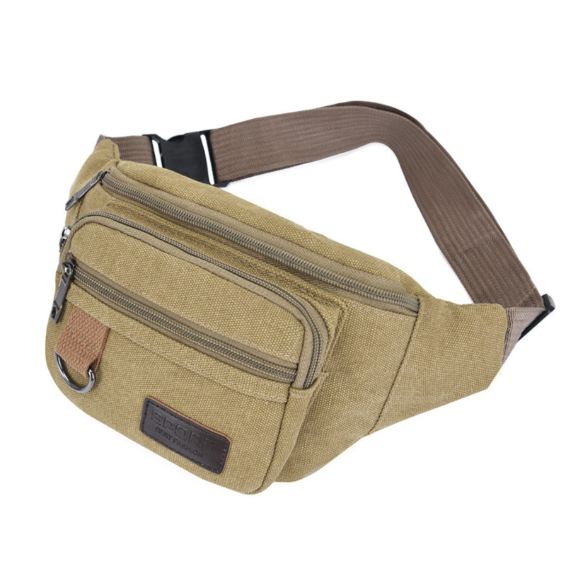 Riñonera para hombre, cartera para teléfono informal de gran capacidad a la , deportes, turismo, ciclismo, bolsos de hombro multifuncionales para hombre: Beige