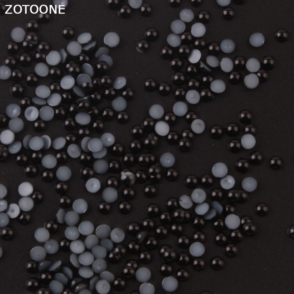 Zotoone 1000pc sorte selvklebende rhinestones halvperle perle flat rygg utklippsbok til håndverk flatback rhinestones til håndarbeid: 2mm