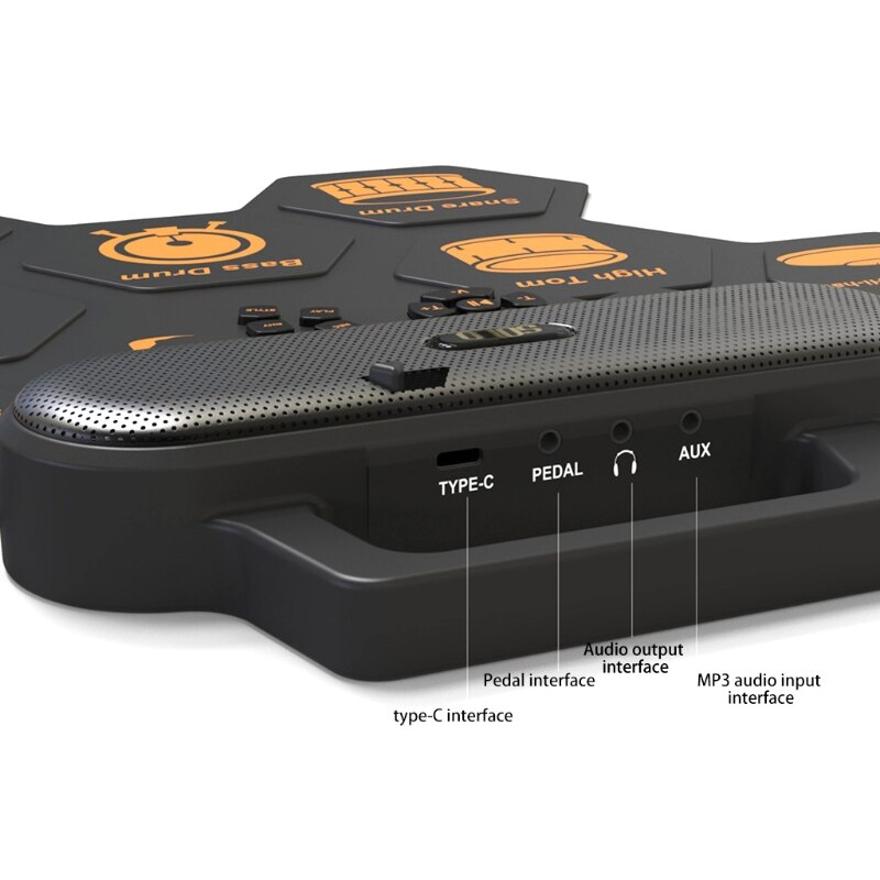 Electric Drum Set for Beginners kids, Digital Portable & Roll up Practice Drum Pads Midi Drum kit with Headphone Jack Pedals