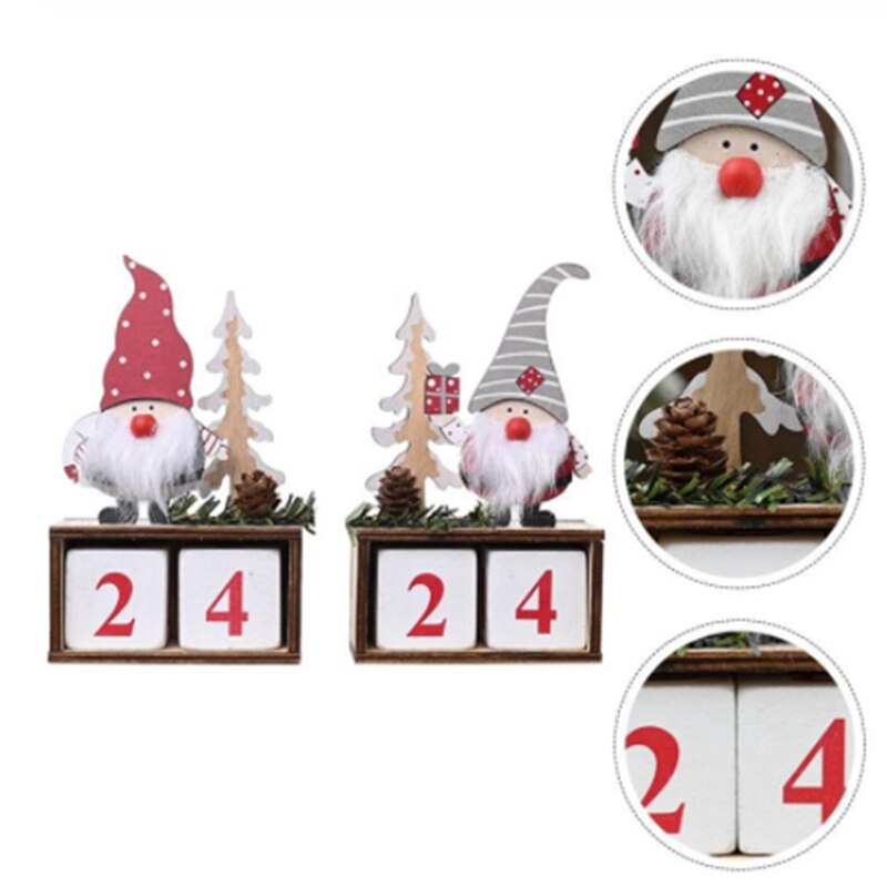 Kerst houten kerstman bureaublad ornament kerstversiering houten dennenappel kalender ouderen ornamenten