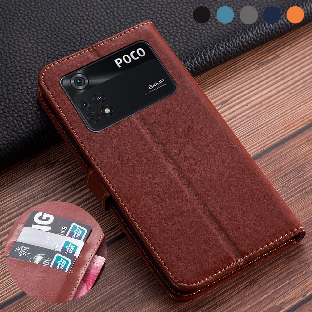 Luxe Flip Boek Lederen Case Op Xiaomi Poco M4 Pro 4G Cover Poco M4 Pro Nfc Case Poco M4pro M 4 Pro 4G Cover Capa Funda Etui