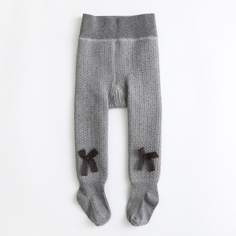 1 to 12 Years Super Warm Tights In Winter Cute Bowknot Kids Pantyhose With Fleece Inside Thicken Kids Pantyhose For Baby: Light Grey / 2 to 4 Years