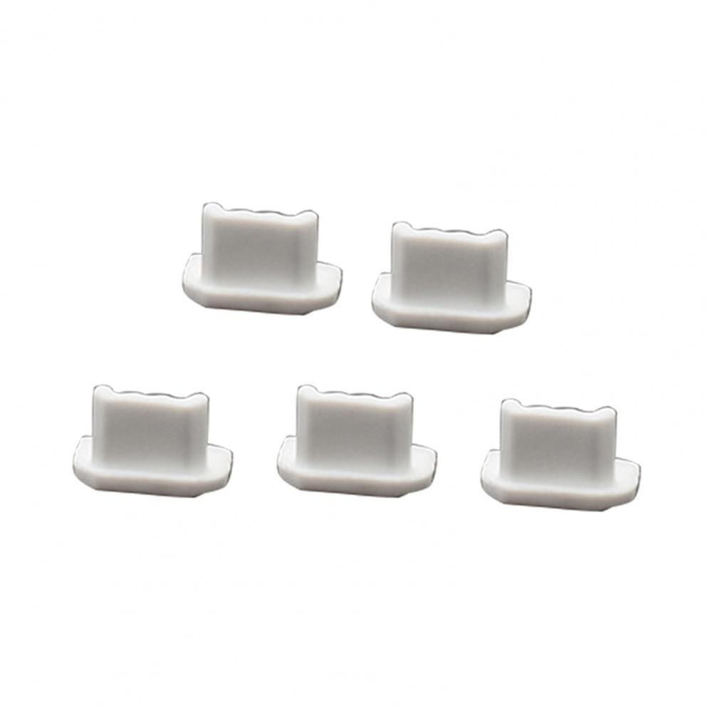 5Pcs Mini Anti-dust Silicone Micro-USB Phone Charger Dust Plug: white