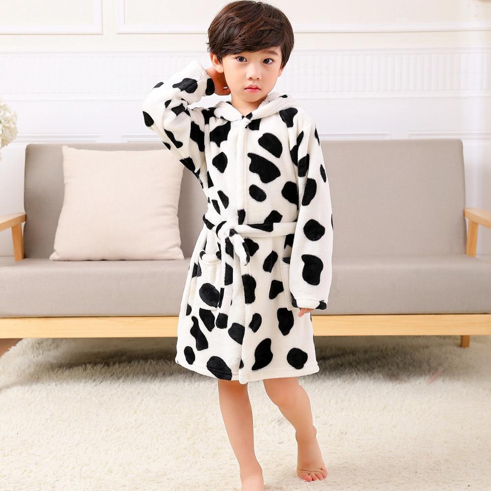Kinderen Badjassen Flanel Winter Kinderen Nachtkleding Badjas Baby Pijamas Nachtjapon Voor Jongens Meisjes Pyjama 10-2 Jaar Baby kleding: Cow