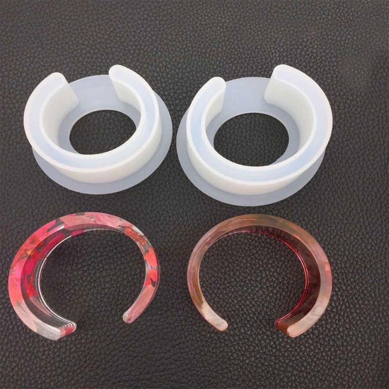 Pulsera semiabierta en forma de C, molde de silicona DIY, epoxi de cristal, pulseras ovaladas de resina, moldes para hacer artesanías de espejo de gran tamaño