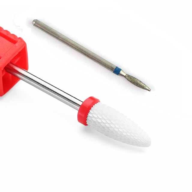 Broca de clavo de cerámica para manicura, fresa de diamante, limas rotativas eléctricas, brocas para pedicura, rebaba, herramientas para quitar cutículas, 2 uds.: Azul oscuro
