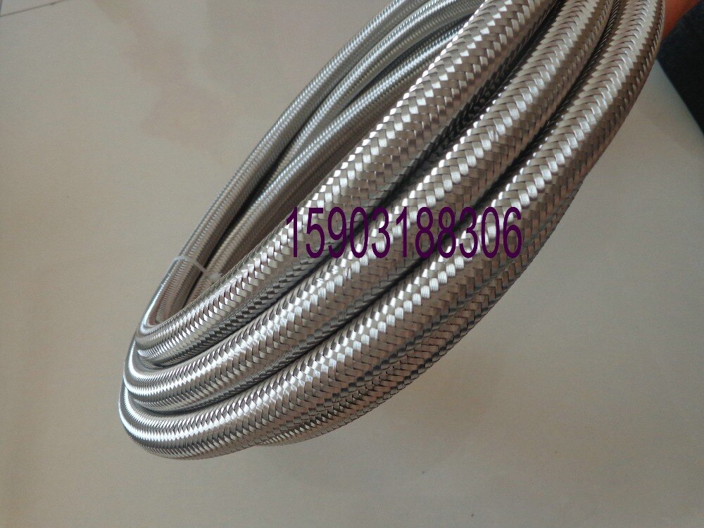 AN-6-AN6-Stainless-Steel-Braided-PTFE-Fuel-Line-Oil-Gas-Hose-Silver-1M-3FT-ID-8mm