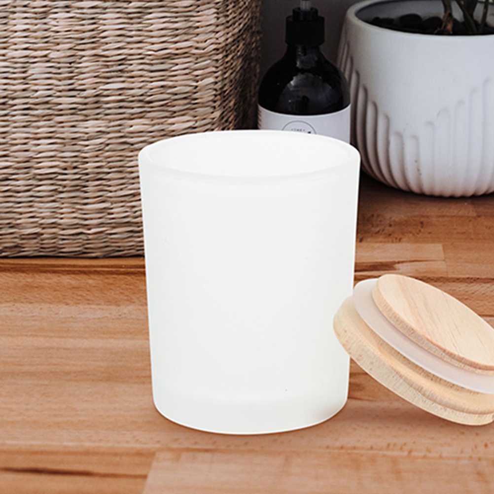 2pcs Empty Candle Containers Glass Candle Jar Candle Making Glass Jar with Wooden Lid