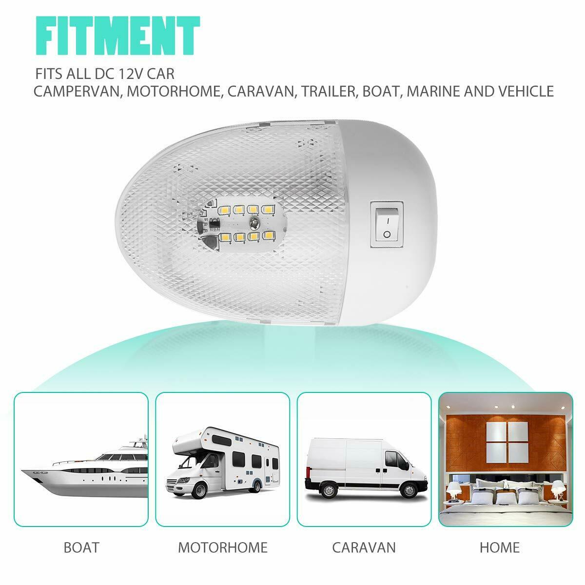 6PCS 12V LED RV Ceiling Dome Light Switch On/Off 4000K White for Campervan Motorhome RV