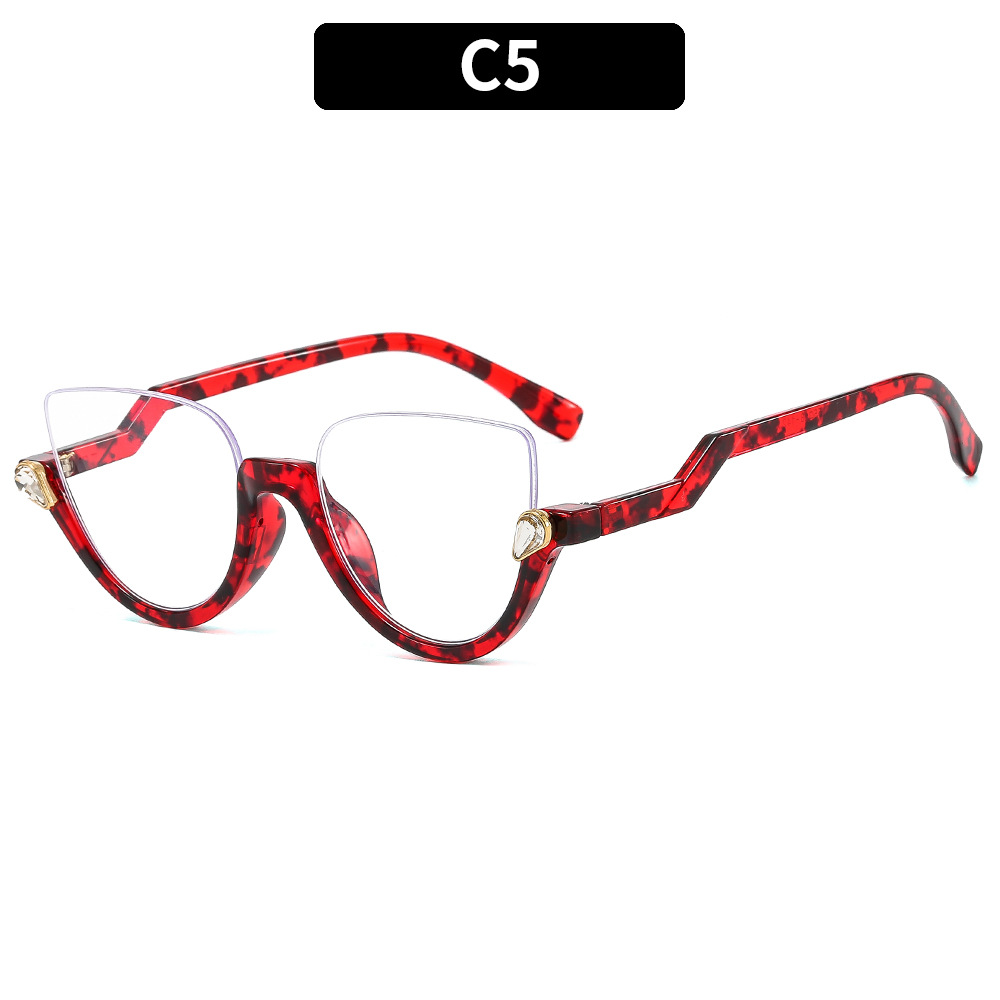 Montura de gafas graduadas de ojo de gato transparente para mujer y hombre, gafas ópticas, montura de gafas con lentes transparentes de diamante: Oro