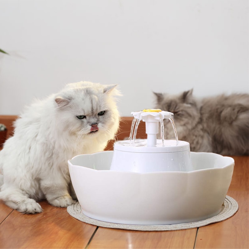 Pet Fountain Cat Water Dispenser LED Lighting 2.3L Cat Fountain Dog Water Drinking Dual Filters Fresh Clean Water Ultra Quiet