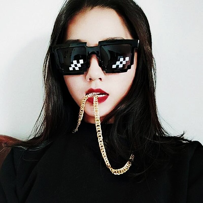 8 bits Thug vida gafas de sol pixelada hombres mujeres gafas de sol de mosaico UV400 gafas Vintage Unisex gafas de juguete
