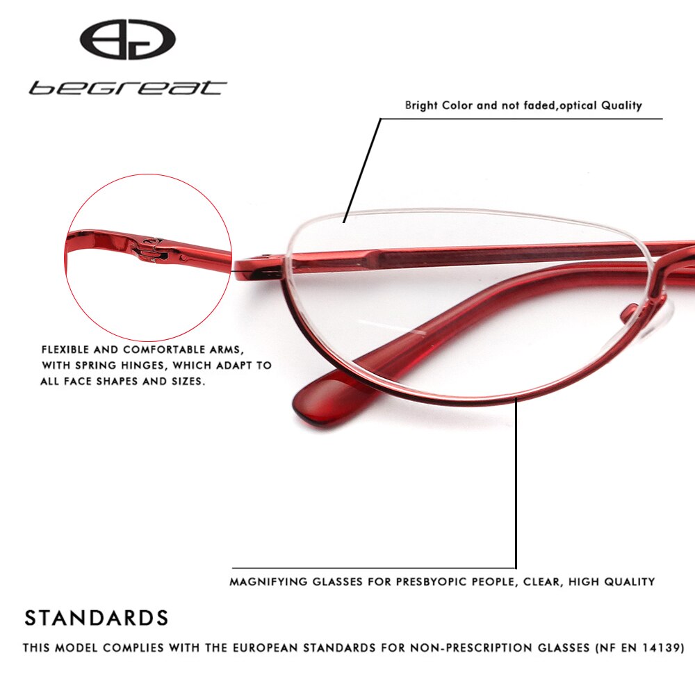 Begreat Half Frame Metalen Leesbril Mannen Presbyope Bril Vrouwen Bril Unisex Brillen Очки Для Чтения Ultralight Clear