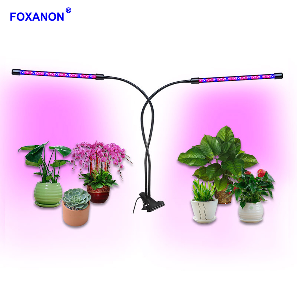 Foxanon-bombillas LED para lámpara de cultivo, 8 niveles, regulable, espectro completo, temporizador, Phyto, para interior, luz de invernadero de jardín