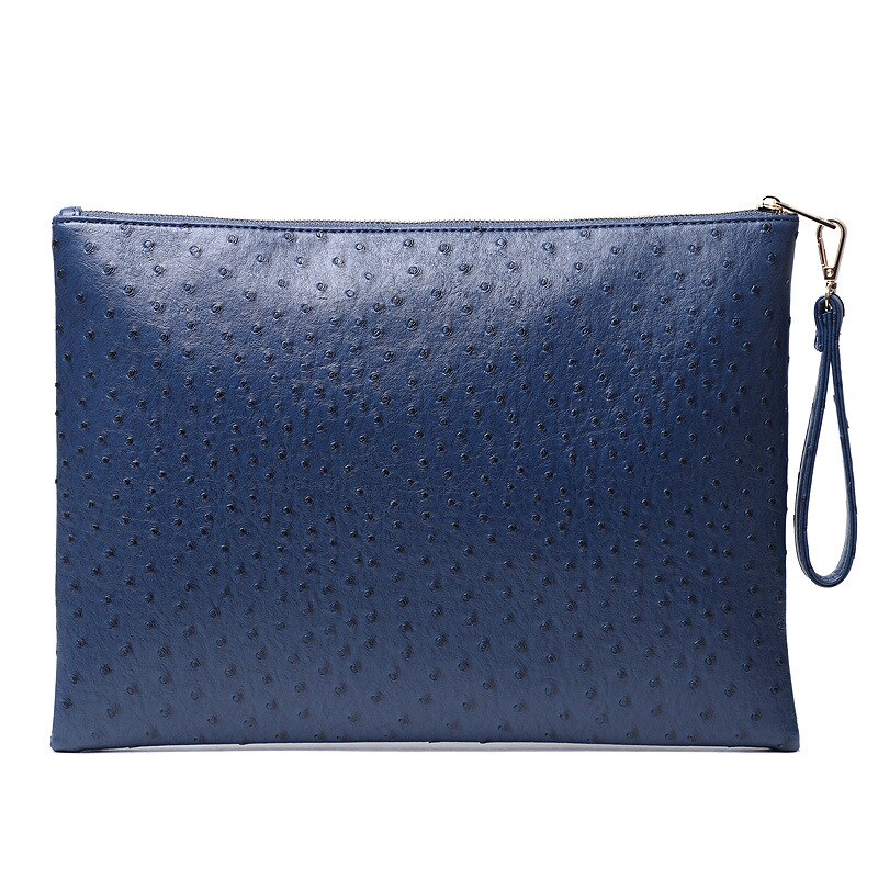 Snake Ostrich Crocodile Pattern Bag Female Bag Large Capacity PU Leather Envelopes Bag Envelope Bag: Ostrich dark blue