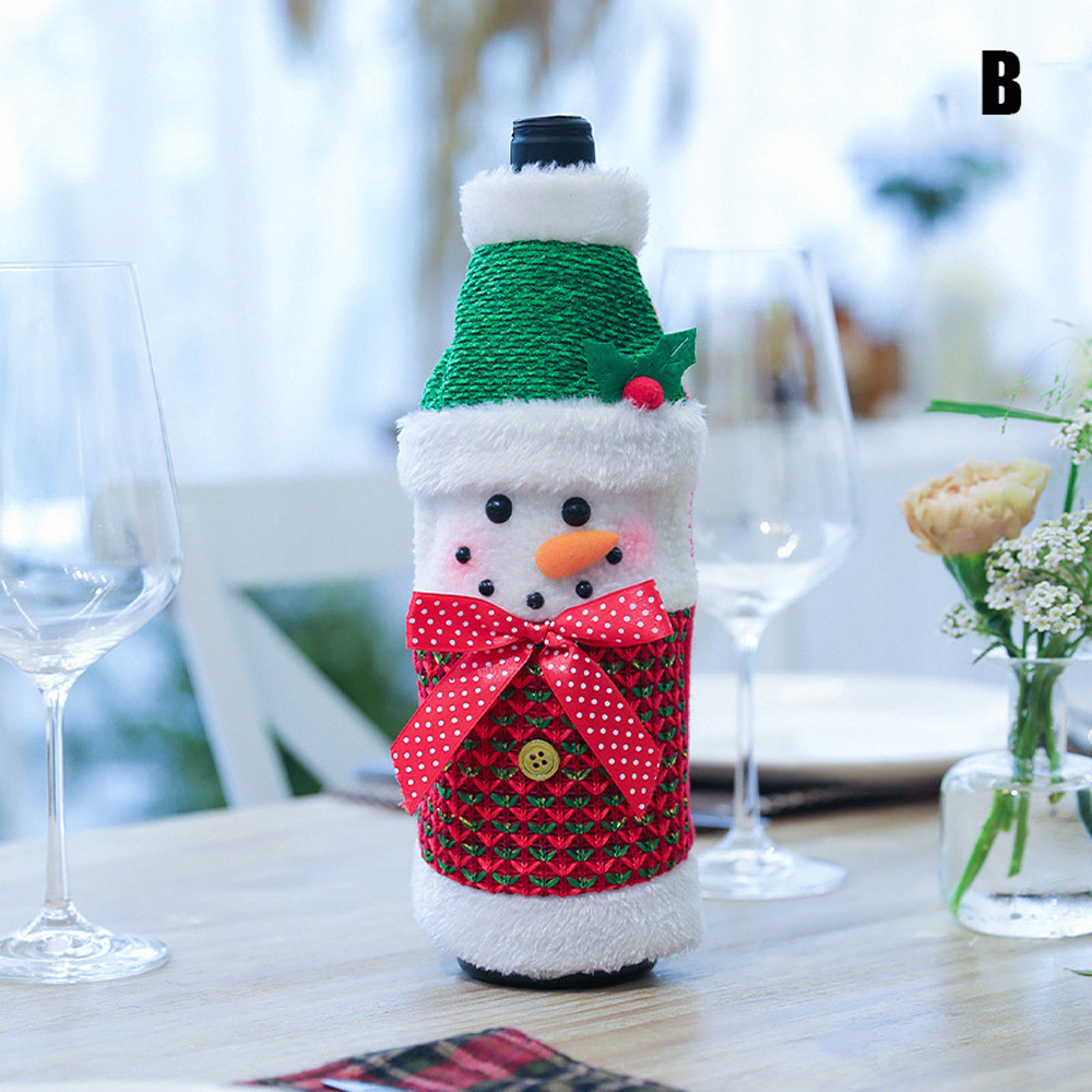 Christmas Wine Bottle Cover US Nordic Winter Xmas Champagne Bottle Clothes Cartoon Home Party Decoration Supplies: 02