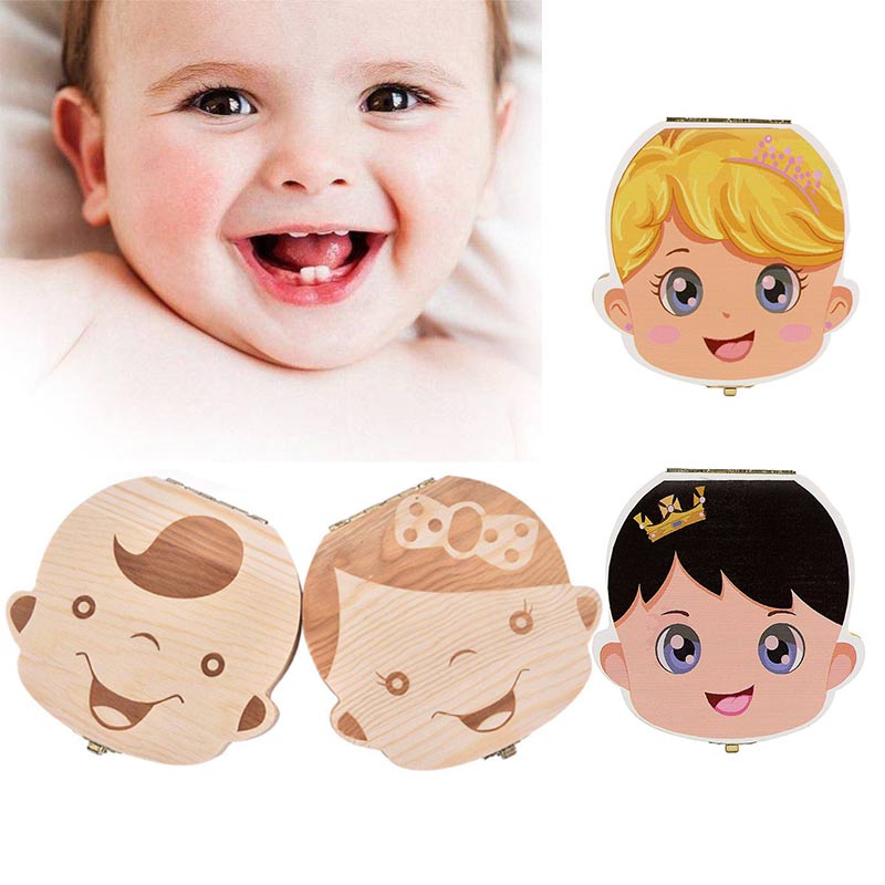 Tandkasse opbevaring souvenirs træ mælke-tænder-arrangør piger baby børn drenge russisk/fransk/spansk til drenge piger legetøj