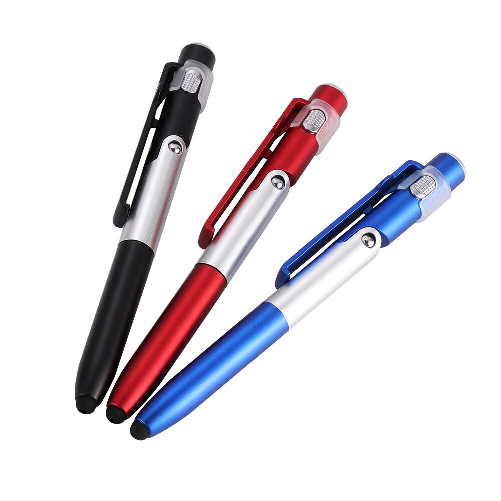 1 Pcs Eenvoudige Draagbare 4-in-1 Zaklamp Pen Opvouwbare Balpen Stylus Voor Mobiele Telefoon Handige Multi- functie LED Zaklamp