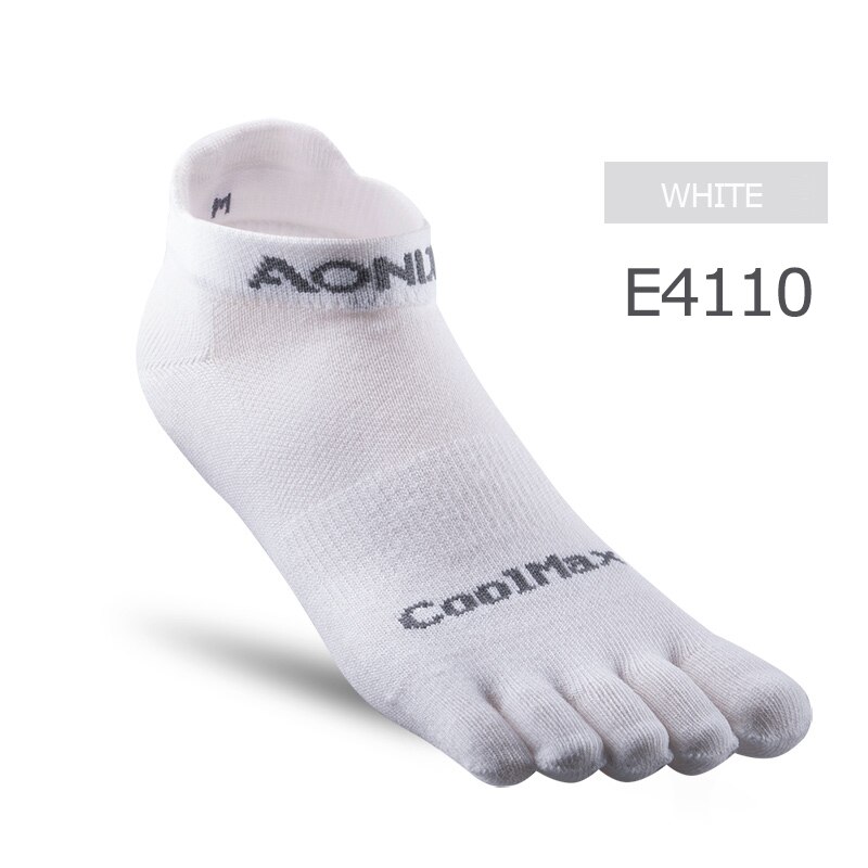AONIJIE Een Paar Lichtgewicht Sokken Low Cut Athletic Teen Sokken Kwart Sokken Voor Vijf Tenen Barefoot Loopschoenen Marathon Ras: E4110 White / S