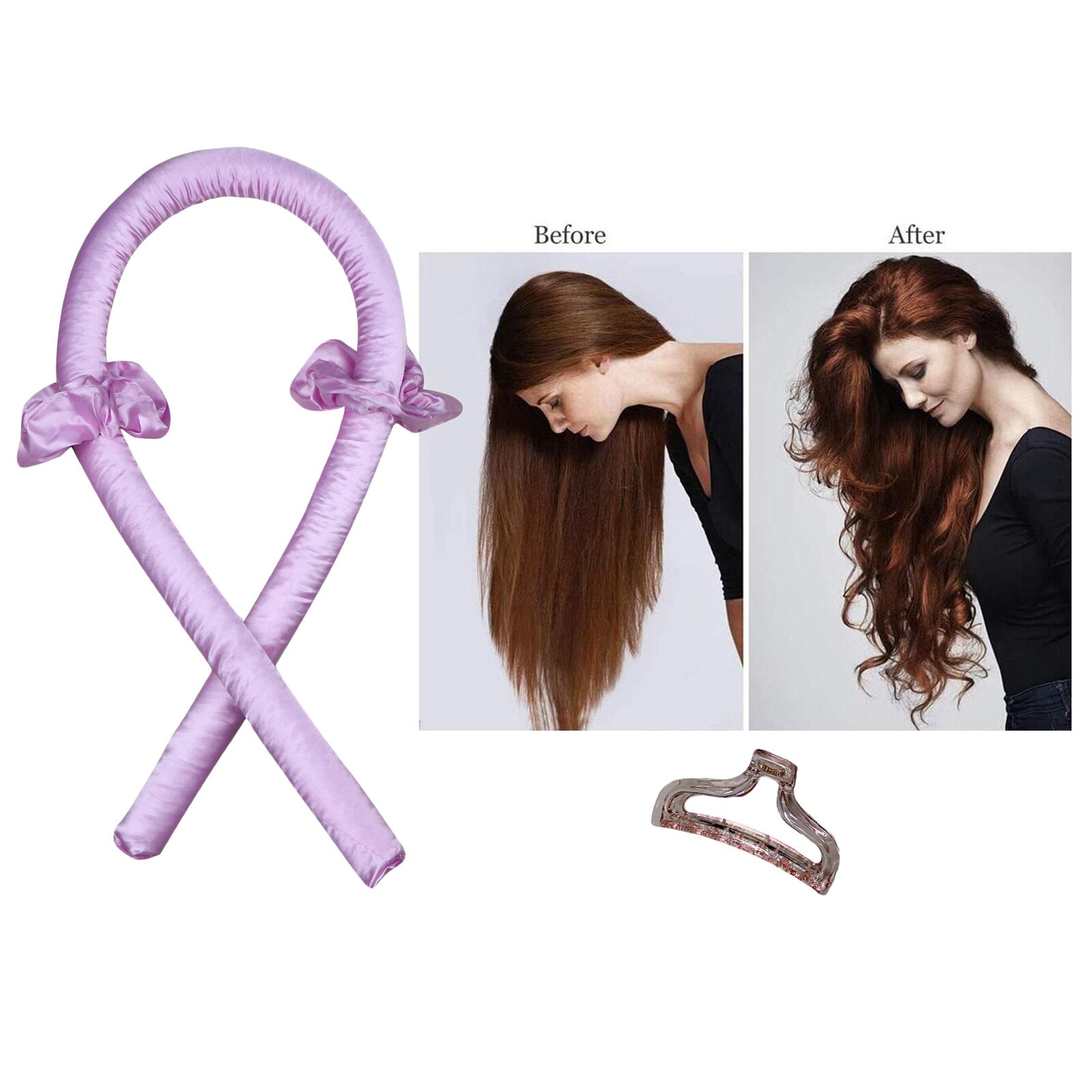 Heatless Curling Rod Headband No Heat Curls Hair Rollers Sleeping Soft Headband Hair Curlers Hair Styling Tools: Light Purple