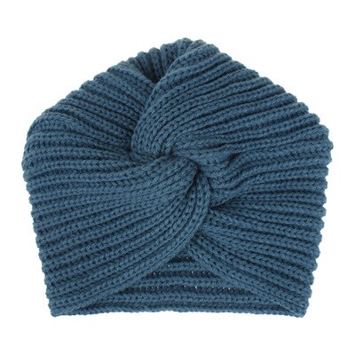 Women's Knitted Turban Hats Turban Cashmere Cross Wrap Head Hat Skullies & Beanies for Women Wool Knitting Bonnet Turbante Cap: Blue