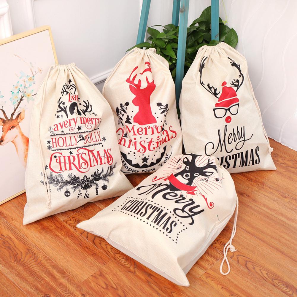 Weihnachten Wiederverwendbare Einkaufstasche unisex Faltbare Baumwolle Stoff Lebensmittel Taschen Kordelzug Lagerung Tasche Reise Paket Tasche für Gi