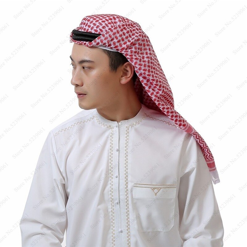 Arabisk muslim til mænd abaya arabisk hoved tørklæde bøn hatte islamisk tøj turban dubai hijab 135*135cm mand kaftan kasket hovedstykke