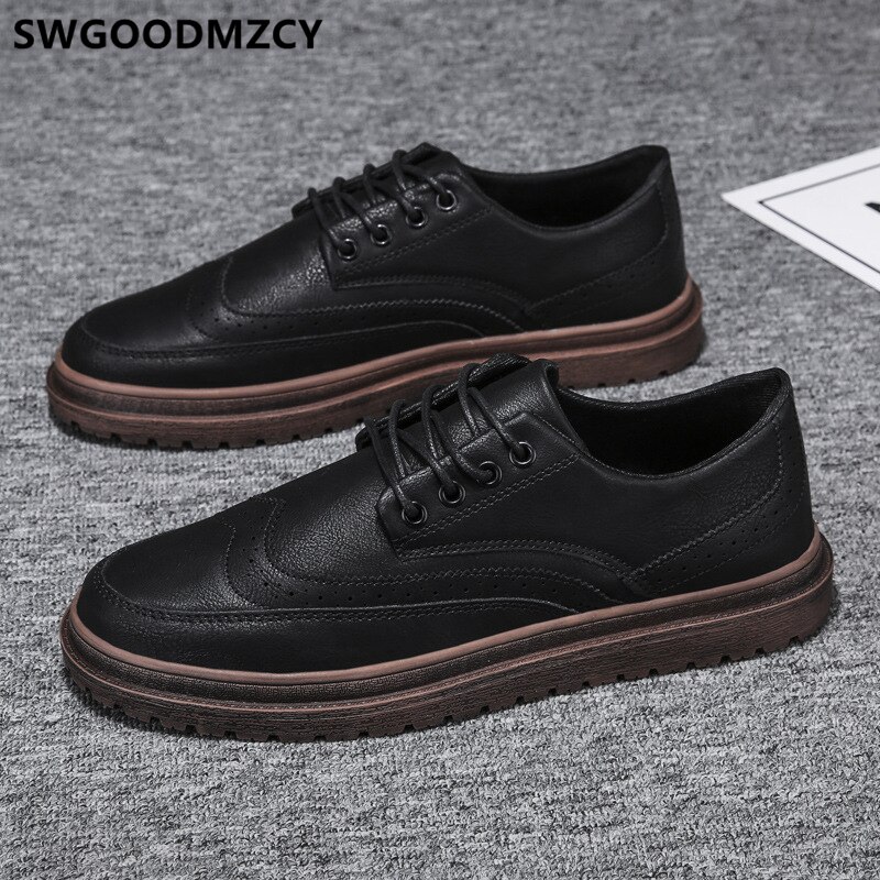 Brogues Zwart Oxford Schoenen Voor Mannen Lederen Schoenen Mannen Casual Schoenen Mannen Mode Sapato Masculino Sociale Scarpe Uomo Zapato Hombre: Black / 7