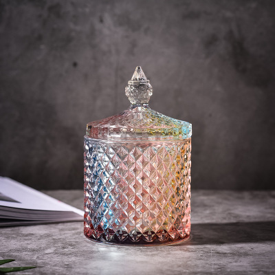 Tarros de cristal de colores exquisitos, tanque de almacenamiento de vidrio transparente multifunción, prácticas latas de aperitivos, decoraciones de escritorio de cocina: 6