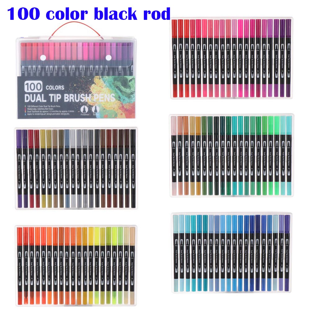 12/18/24/36/48/72/100Pcs/Pack Colors Double-Headed Watercolor Pen Color Marker Set Hook Line Pen Art Marker Pens School Supplies: 11