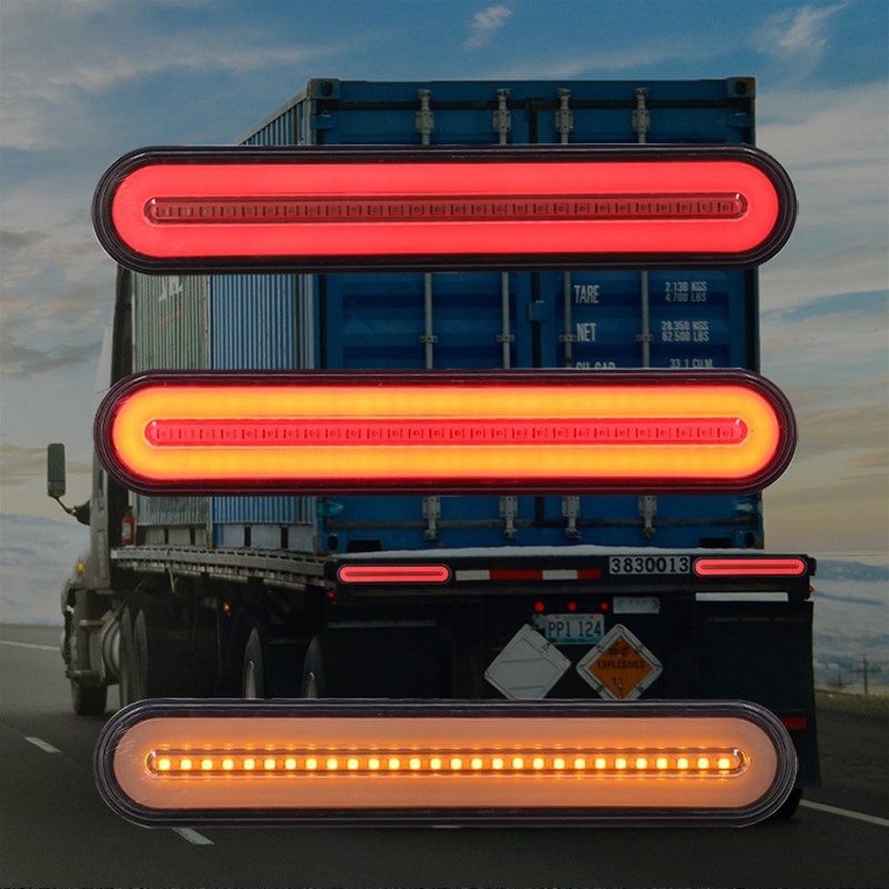 LED Trailer Truck Brake Light Waterproof 3 in1 Neon Halo Ring Tail Brake Stop Turn Light Sequential Flowing Signal Light Lamp
