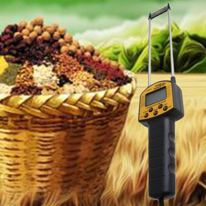 Medidor de humedad de grano con pantalla Digital LCD, Sensor inteligente con sonda para maíz, trigo, arroz, harina de trigo, forraje, semilla de colza