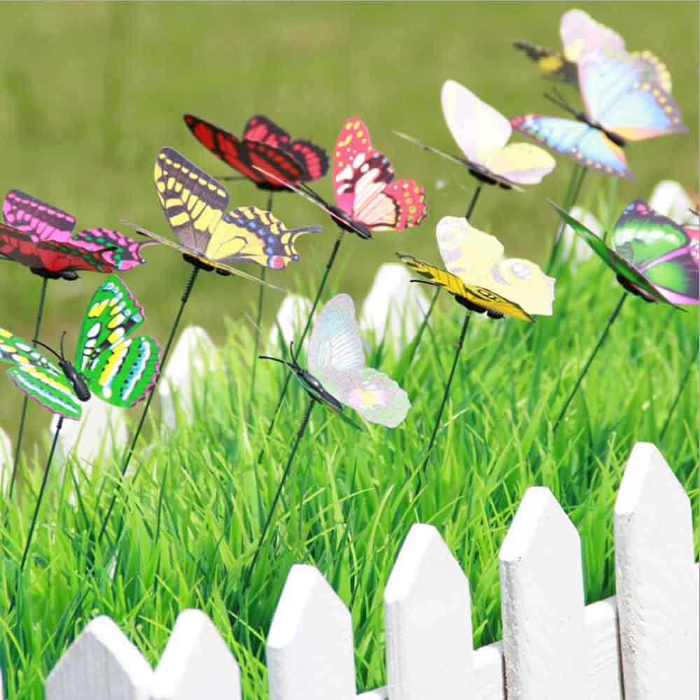 25pcs Butterfly Sticks Stakes 7cm Butterflies on Stick for Yard Planter Flower Pot Garden Decorations (Random Color)