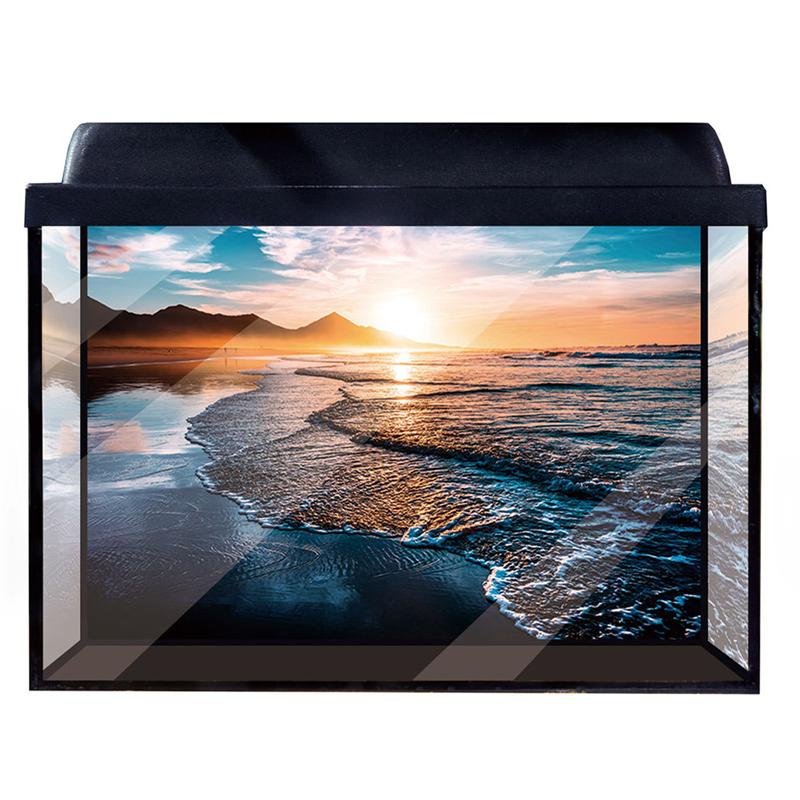 Fish Tank Background Vivid Adhesive Sunrise Beach Lifelike Backdrop Fish Tank Poster Aquarium Background Sticker Fish Tank Decor