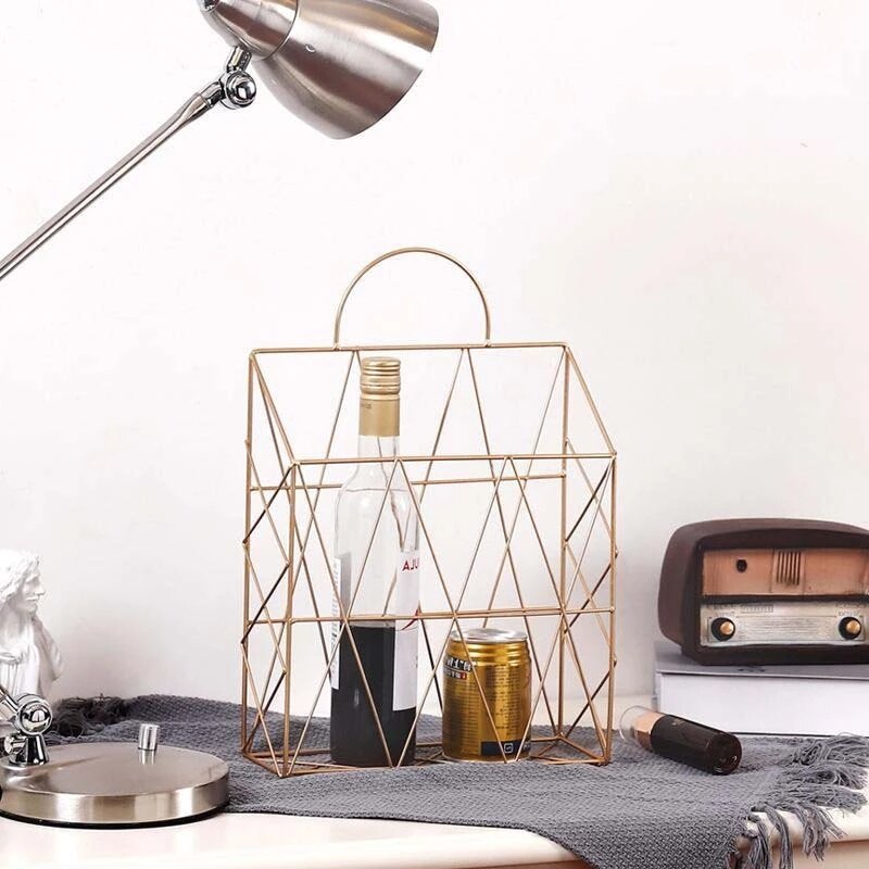 Iron Storage Rack Shelf Desktop Book Magazine Organizer Stand Management Holder Cosmetic Storage Basket