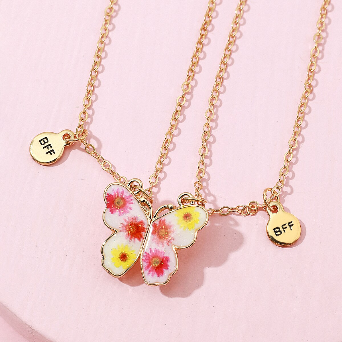 2PCS/Set Cartoon Cat Shape Pendant Chain Best Friends Necklace BFF Friendship Children's Jewelry for Girls: Style 5