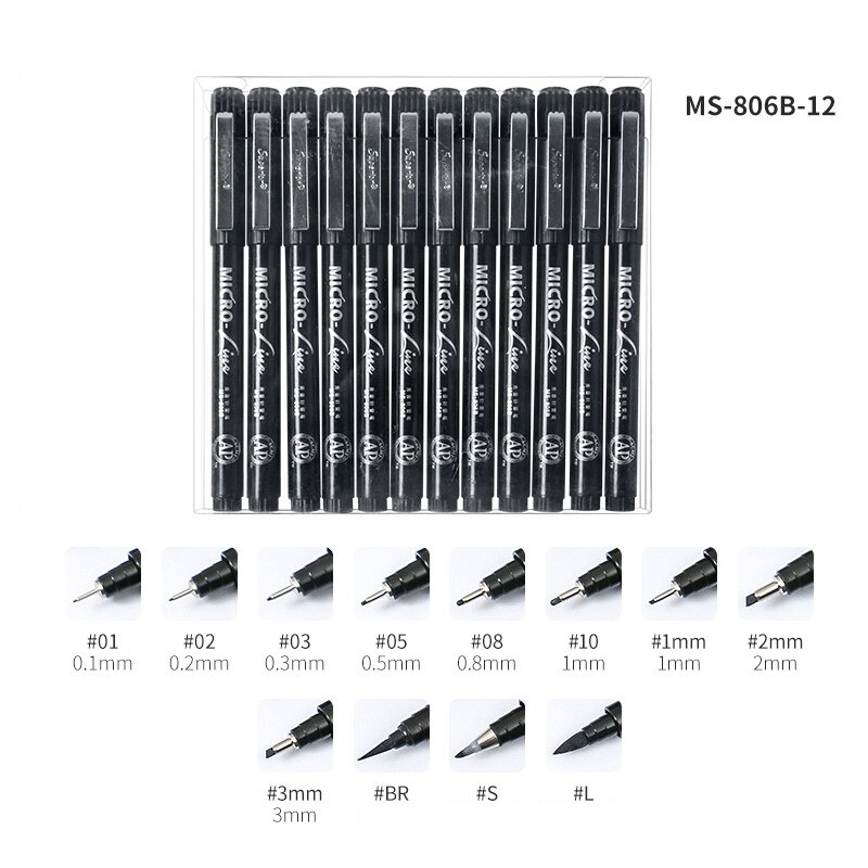 8/10/12/16Pcs Calligraphy Pen Neelde Drawing Line Hand Lettering Pens Waterproof Pigment Sketch Marker Pen Art Supplies: Yellow