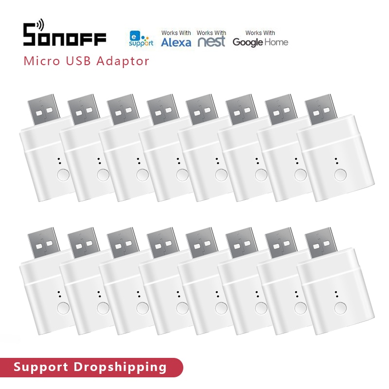 SONOFF Micro Smart Plug - 5V USB WiFi Adapter - eWelink App Control - Works with Alexa, Google Assistant