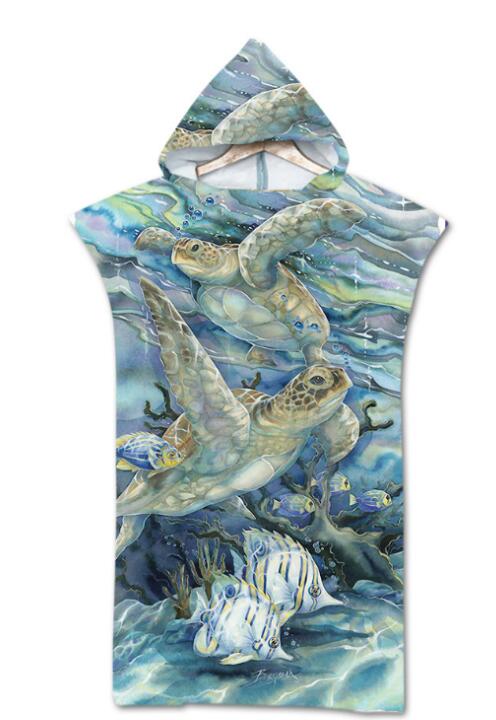 Mode Sneldrogend Veranderende Gewaad Strand Handdoek Dier Patroon Hooded Badhanddoek Poncho Badjas Handdoeken Volwassen Sport Mantel
