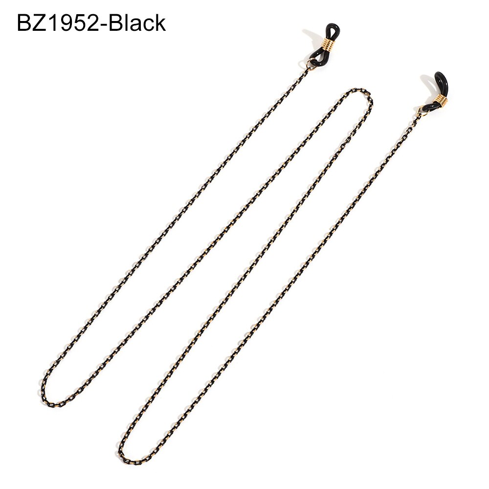 Pearls Sunglasses Chains for Women Metal Charms Eyeglasses Lanyard Necklace Glasses Holder Strap Cord Eyewear Retainer: BZ1952-Black