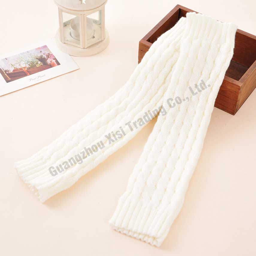 Kvinder afslappet stil hæklede benvarmere aktive strikkede hæklede lange sokker khaki bløde boot manchetter: Hvid