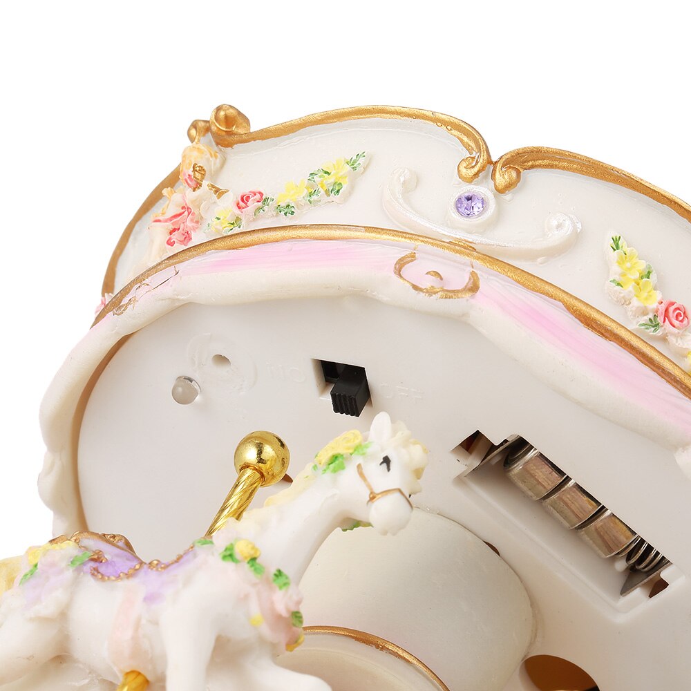 Mini Carousel Clockwork Music Box Speaker Led Merry-go-round Musical Box for Girlfriend Kids Children Christmas Festival