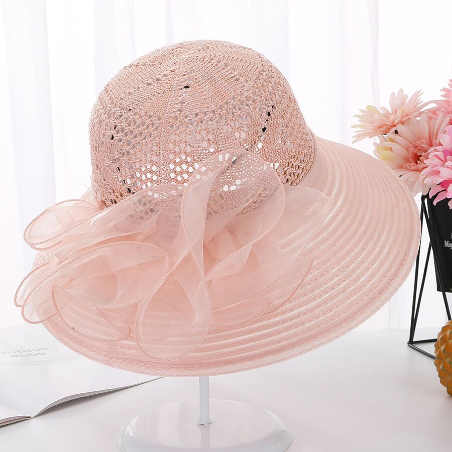 Kerk Hoeden Voor Vrouwen Breien Hollow Vintage Style Organza Zonnehoed Elegante bloemen Vrouwen Party Wedding Hoeden Haar Accessoire