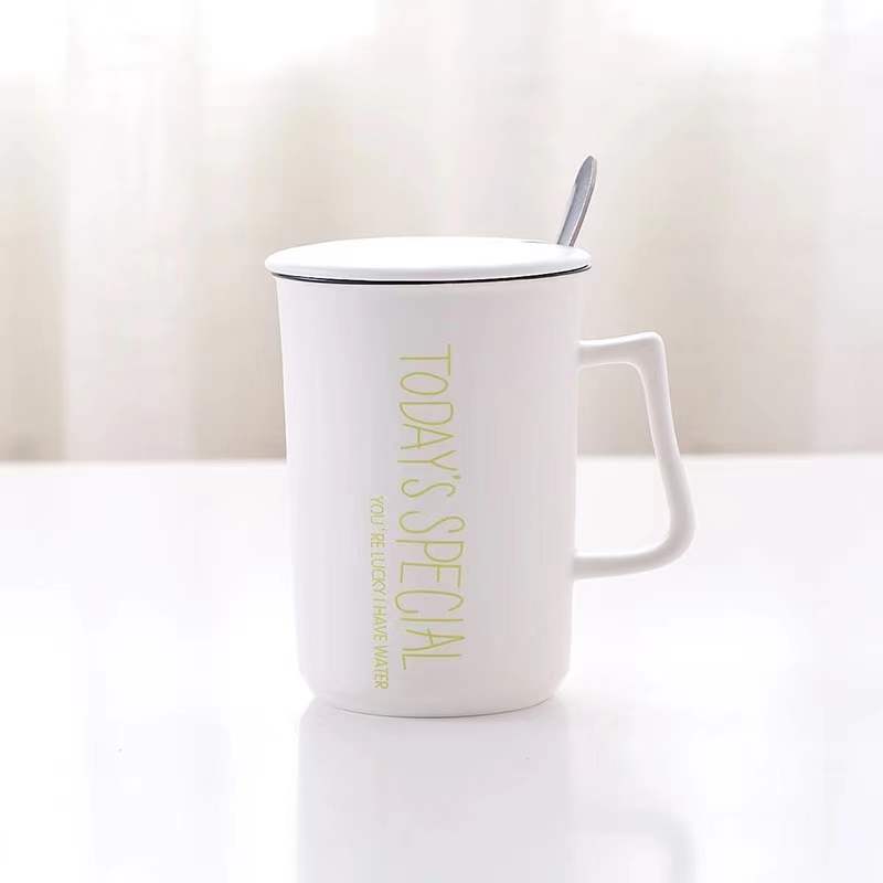 2022 Engels Keramische Cup Beker Met Deksel Lepel Koffiekopje Grote Capaciteit Melk Cup Ontbijt Cup Paar Cup water Cup