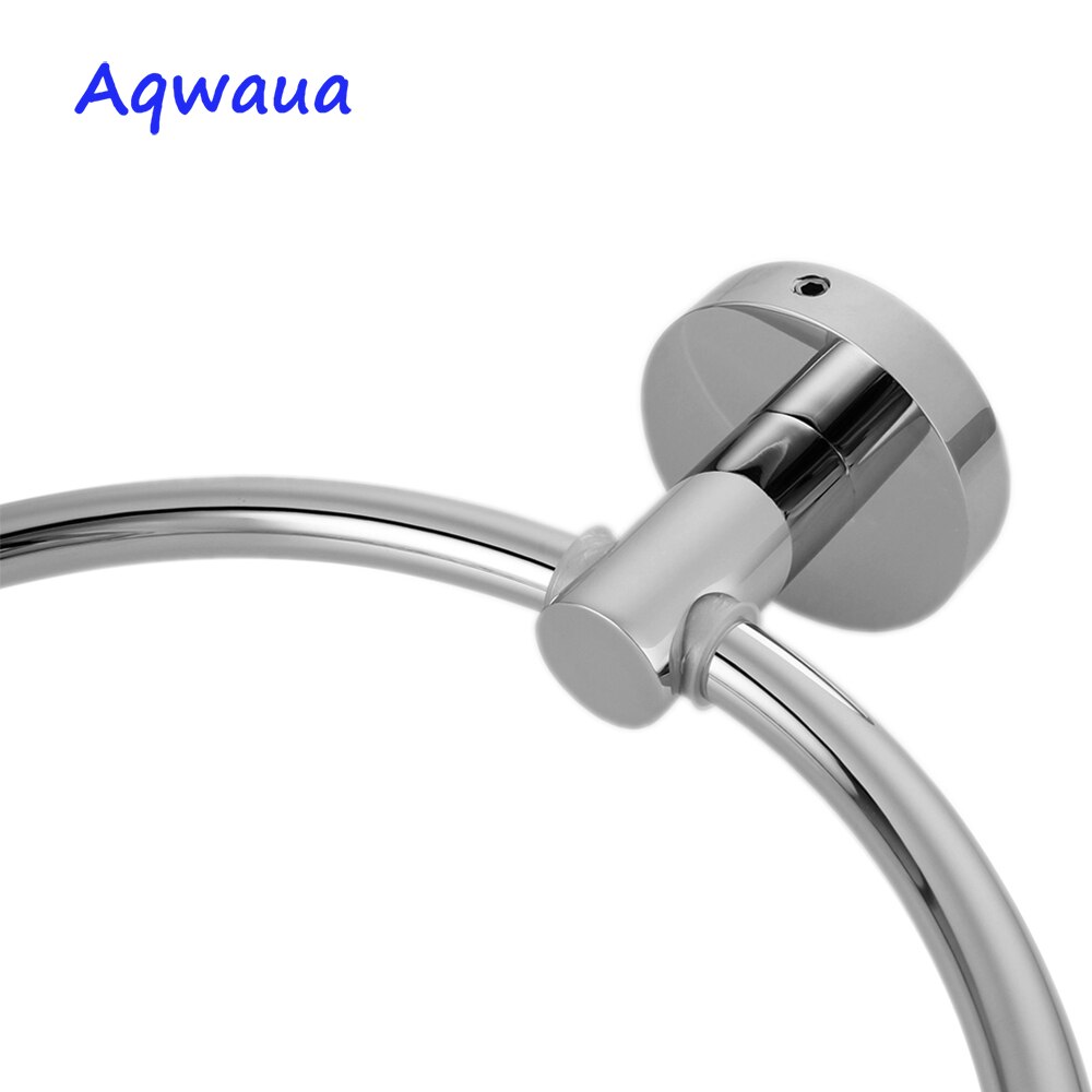 Aqwaua baderomshåndklering håndkleholder rund håndklestativ baderomstilbehør hel messing kropp krom håndkle hånddusj