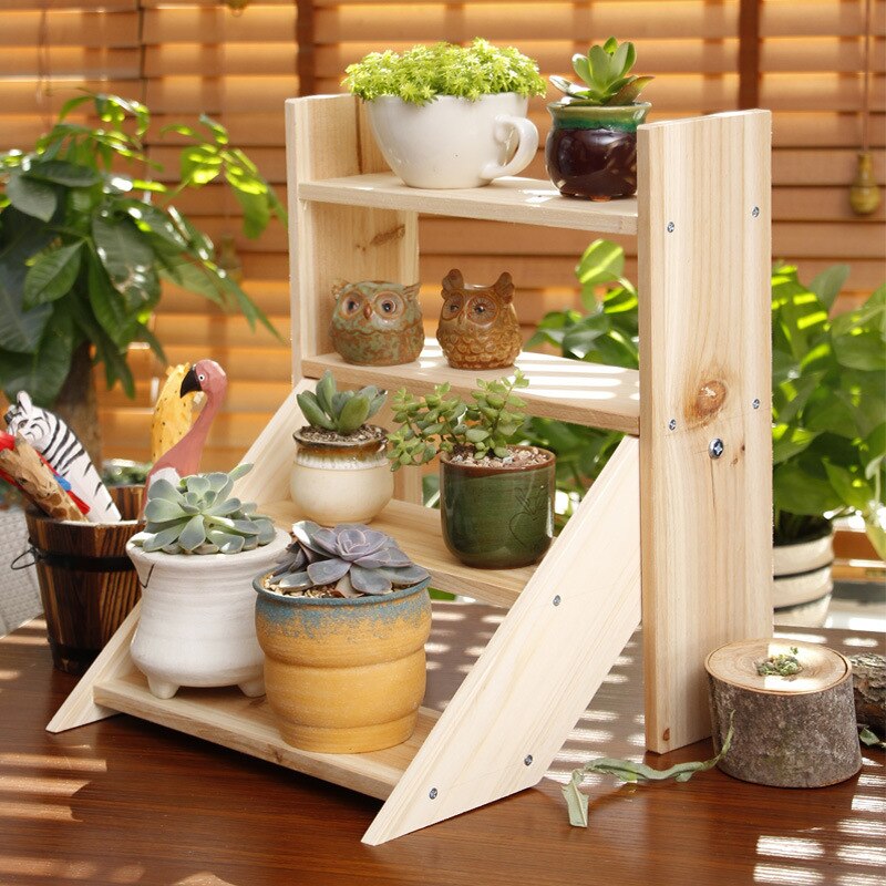 4 Tiers Plant Tray Plant Shelves Flower Display Stand Display Stand Wood Shelf Storage Rack Outdoor Garden Flower Rack Holder